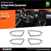 Resim S-Dizayn Renault Clio 5 Krom İç Kapı Kolu Çerçevesi 4 Prç. 2019 V 