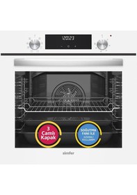 Resim Simfer 9 Fonksiyon QS Beyaz Dijital Power Turbo Elektrikli 2'li Ankastre Set (Fırın + Elektrikli Ocak) 
