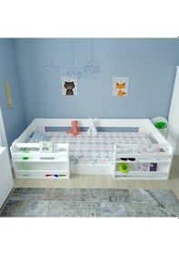 Resim Herseycik Ninnimo Montessori Mdf Kitaplıklı Karyola M6-Beyaz 