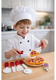 Resim Oyuncak Pizza Seti Kesilebilir Pizza Dilimleri Ve Mutfak Aksesuarları 