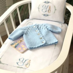 Resim El İşi İşlemeli Peter Rabbitli Alt Açma & Portbebe - Mavi / Biyeli 