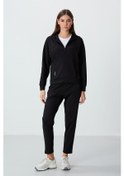 Resim Tommy Life Siyah Kapüşonlu Gizli Cep Detaylı Standart Kalıp Kadın Eşofman Takımı - 95306 Siyah 