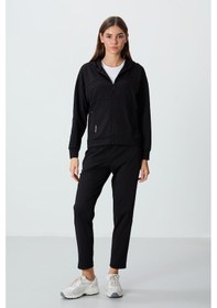 Resim Tommy Life Siyah Kapüşonlu Gizli Cep Detaylı Standart Kalıp Kadın Eşofman Takımı - 95306 Siyah 