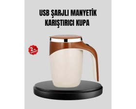 Resim MiraLive USB Şarjlı Manyetik Karıştırıcı Kupa Otomatik Karıştırma Paslanmaz Çelik 