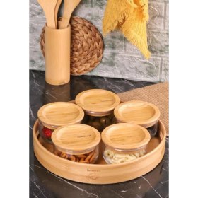 Resim Bambum Duo 300ML 5'li Tepsili Bambu Silikonlu Kapaklı Hava Aldırmaz Cam Kahvaltılık 