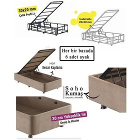 Resim Nironyatak Niron Rama Baza Ve Başlık Seti - 90X190 Cm Tek Kişilik Sütlü Kahv 