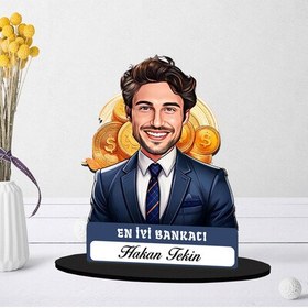 Resim Kişiye Özel Erkek Bankacıya Hediye Karikatürlü Biblo 