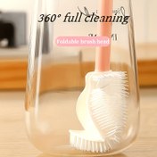 Resim 1 adet FlexiClean 360° Tam Temizlik Silikon Şişe Fırçası Katlanabilir Başlık ve Uzatılabilir Sap - Taşınabilir, Yeniden Kullanılabilir ve Mutfak Eşyaları, İçecekler ve Dar Alanlar için Ergonomik Tasarım, Şişe Temizleme Fırçası 