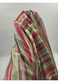 Resim Çizgili Saten Viskon Kumaş 