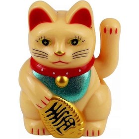 Resim Lucky Cat Mini Maneki-neko Sallanan Kedi Güneş Enerjili 5cmbej 