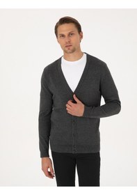 Resim Pierre Cardin Erkek Koyu Gri Melanj Hırka Triko 50317330-vr128 Koyu Gri Melanj 