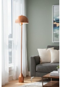 Resim Toms Bakır Lambader Modern Dekoratif Metal Tasarım Şık Yerde... Bakır 