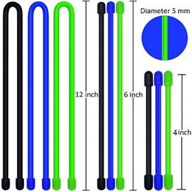 Resim Xiaobaoyu Srıwen 2020 9 Adet/takım Silikon Kablo Bağı, Yeniden Kullanılabilir Büküm Kravat, Kablo Bağı Askıları, 4 Inç, 6 Inç, 12 Inç (Yurt Dışından) 