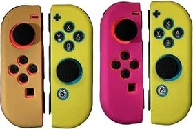 Resim Nintendo Switch Joy-Con Denetleyicileri için 4 Paket Kauçuk Tutamak (Altın ve Bronz/Pembe ve Sarı) 