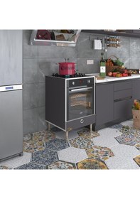 Resim Kenzlife Ankastre Modülü Kabini Nobelyum Gri Fırın Ocak Dolabı Özel Boy Ayarlı Ayaklı Kapaklı 