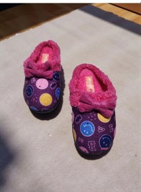 Resim Çocuk Fiyonklu Yumuşak Taban Kreş Anaokulu Ev Terlik Mor 