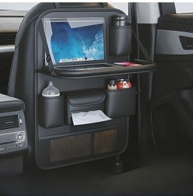 Resim Xuweiwei Siyah Faux Leather Araç Koltuk Yemek Masası Ve Kolçak Cebi Çok Fonksiyonlu Araç İç Aksesuarı Çeşitli Modellerle Uyumlu Siyah 