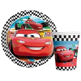 Resim Arabalar Cars Şimşek Mcqueen Temalı Karton Tabak Ve Bardak Seti 8+8 Adet Tüm Yaşlar 