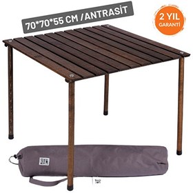 Resim Bag The Joy 70x70x55 CM Ahşap Katlanır Rulo Antrasit Kamp ve Piknik Masası 