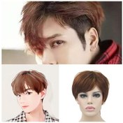 Resim Lebıhmurah Wg358 Yetişkin Erkekler Guy Peruk Kısa Boy Band Peruk Kahverengi Kısa Karnavallar Partisi İçin Mükemmel 