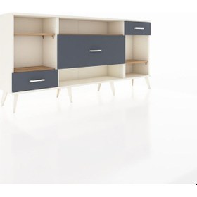 Resim Arges Konsol 4 Raflı 3 Çekmeceli 176x30x83 Aytaşı-çam/antrasit Çam/antrasit 