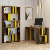 Resim Variant Mobilya Variant Lima Çalışma Masası Ve Kitaplık Takımı - Ceviz / Sarı 