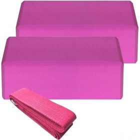 Resim Yunboo 2 Adet Eva Yoga Bloğu Ve 1 Yoga Kayışı Seti - Denge Ve Esneklik İçin Mükemmel Yoga Ekipmanı 