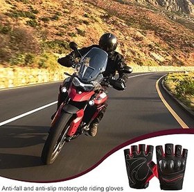 Resim Yaz Motosiklet Eldivenleri,Parmaksız Motosiklet Eldivenleri - Motosiklet Yarım Parmak Eldiveni | Kürek İçin Yaz Dokuma Kabuk Koruyucu Eldivenler Ter Geçirmez Dört Mevsim 