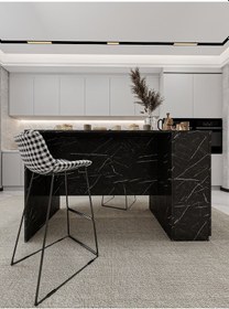 Resim Asra Trend Mutfak Adası MA-04 %100 MDF Dolaplı Yemek ve Bar Masası Royal Mermer 