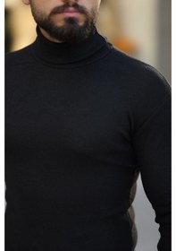 Resim Ribac Erkek Siyah Boğazlı Triko Kazak Siyah 