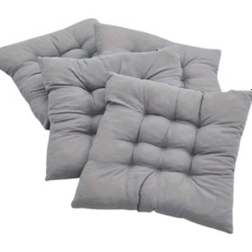 Resim Rual 4 Lü Sandalye Minderi Bağcıklı, Çökme Yapmaz Sünger Dolgulu, Yıkanabilir 40x40 Cm Açık Gri 