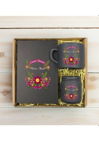 Resim Bk Gift Kişiye Özel İsimli Dtf Anne Temalı Antrasit Defter & Kahve Fincanı & Mum Hediye Seti-6, Anneye Hediye, Anneler Günü Hediyesi Kobitmeyencom3075 