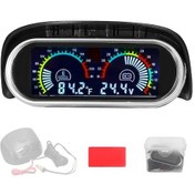 Resim Araç Lcd Kombinli Gösterge: Su Sıcaklığı + Voltmetre, 9-36v, Fahrenheit, Alarm Fonksiyonu, Siyah 