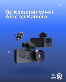 Resim Gelişmiş G-sensörlü Üçlü Araç Kamerası - 5' Lcd Ekran Ve Hareket Algılama 