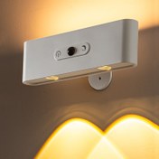 Resim Şarj Edilebilir LED Duvar Aparatı, Kızılötesi Sensör, 3 Renk Sıcaklığı Ayarı, Düzenlenebilir 360° Dönebilen Işık, İç Mekan Manyetik Duvar Monte Lamba ile 2400mAh Lityum Batarya - Kablosuz Aydınlatma için Yatak Odası 