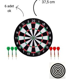 Resim 15 İnç Dart Tahtası Büyük Boy Çift Taraflı Dart Oyun Seti 6 Oklu 