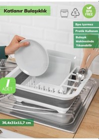 Resim Bulaşıklık Katlanır Tabaklık Bardaklık Silikon Tabaklık Bpa Free Beyaz Gri 