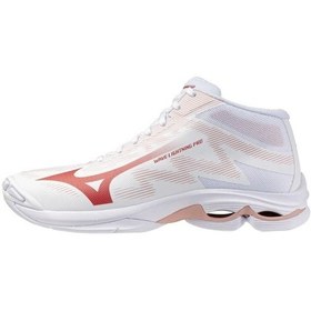 Resim Mizuno Wave Lightning Pro Mıd Kadın Voleybol Ayakkabısı Beyaz / Kırmızı Çok Renkli 