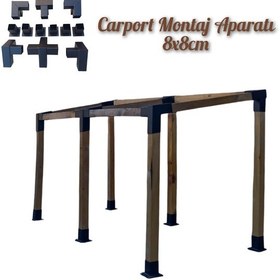 Resim 15 Pergola Çardak 8x8cm Montaj Seti Demir Bağlantı Gölgelik Ev 