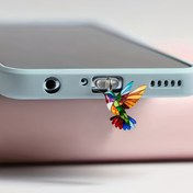 Resim 1 Adet 2d Yeni Akrilik Sinekkuşu iPhone/Type-C Android Bağlantı Uyumlu Telefon Aksesuarı, Koruyucu Toz Tıkacı, Şık Mobil Hediye 