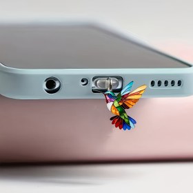 Resim 1 Adet 2d Yeni Akrilik Sinekkuşu iPhone/Type-C Android Bağlantı Uyumlu Telefon Aksesuarı, Koruyucu Toz Tıkacı, Şık Mobil Hediye 