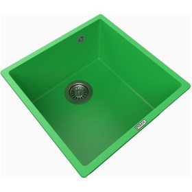 Resim Polex Cristalüx Granit Evye P-X40 Yeşil Tezgah Altı Ve Tezgah Üstü Kare Mutfak Evyesi 53.8x44 CM 