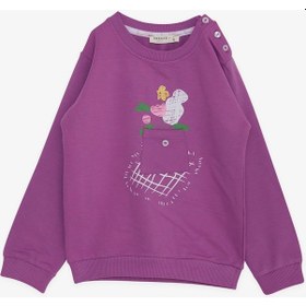 Resim Breeze Kız Çocuk Sweatshirt Cepli Çiçek Baskılı 1-4 Yaş, Eflatun-eflatun Eflatun 