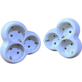 Resim SERMER PAZARLAMA 2 adet Golyat Üçlü Priz – Beyaz, Topraklı 