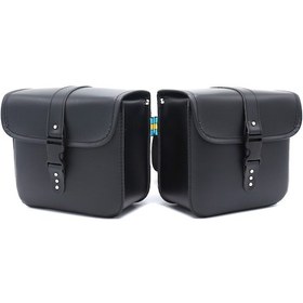 Resim Samdoo Şık Pu Deri Motosiklet Yan Çantası - Geniş Depolama, Hızlı Açma Toka, Su Geçirmez Tasarım, Evrensel Uyum Siyah 