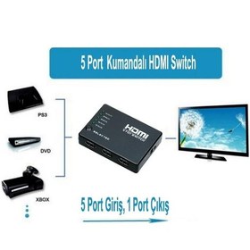 Resim Gplus Sy-501 5 Port Kumandalı Full Hd 1080P Hdmi Switch Çoklayıcı 