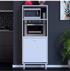 Resim Aras Sepetli 2 Fırın Bölmeli Mutfak Robotu Ve Kahve Köşesi Çok Amaçlı Dolap 65 Cm Genişlik Beyaz 