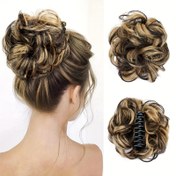 Resim Her Gün Zarafet - Hacimli Dağınık Kıvırcık Saç Chignon Pençe Klipsi - Kadınlar için Sentetik Yüksek Sıcaklık Lif Saç Parçası, Koyu Kahverengiden Sarıya Gradyan, Günlük Kullanım & Kolay Topuzlar için Mükemmel, Hızlı Saç Dönüşümü | Yapılmamış Topuz | Sentetik Saç Parçası, Saç Aksesuarları 