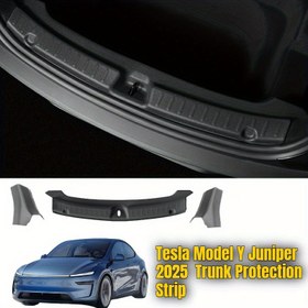 Resim 2025 Tesla Model Y için Uygun Juniper Bagaj Eşiği Koruyucu + ABS Sol & Sağ Yan Kapak (2 Adet), Arka Kargo Çizik Önleyici İç Aksesuar 