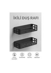 Resim İkili Yapışkanlı Raf Duş Rafı Banyo Rafı Mutfak Rafı Organizer Düzenleyici Saklayıcı Sabunluk Şampuanlık Çok Rekli 